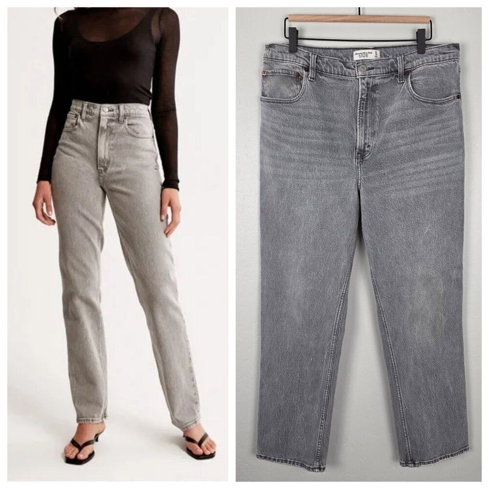 Abercrombie & Fitch The 90s Straight Ultra High Rise Jeans Gray Size 32 Short